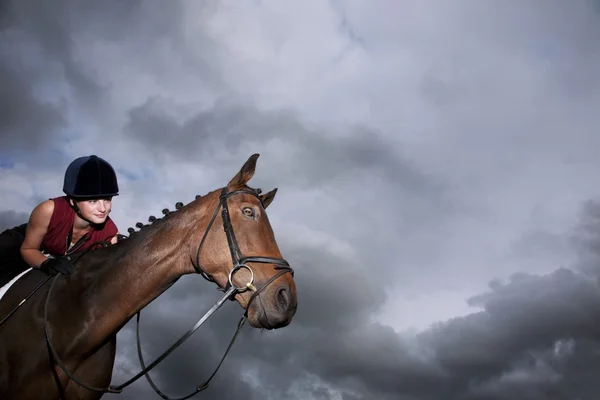 Jockey, paard rijden — Stockfoto