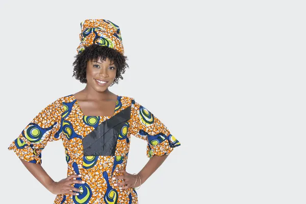 Woman in African print attire — Stock Photo, Image