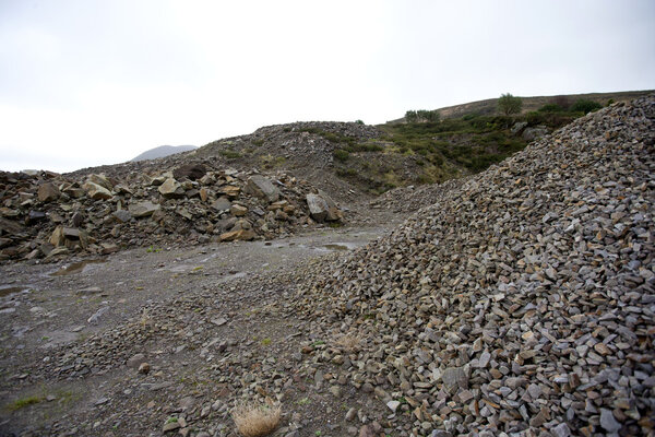 Piles of rock in quarry