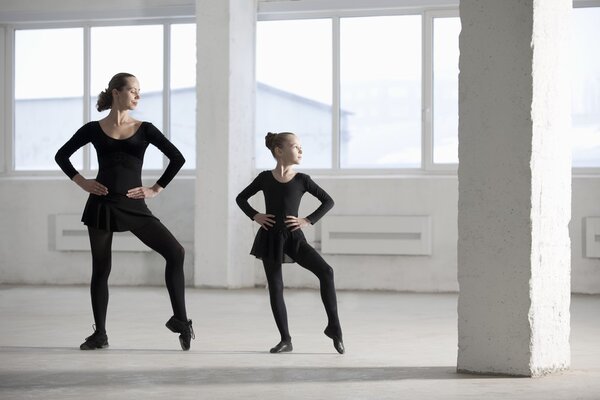 Female dancers  in modern dance class