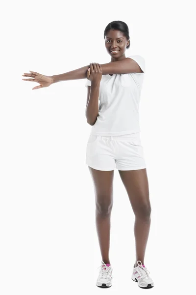 African american kobieta wyciąganie ramion — Zdjęcie stockowe