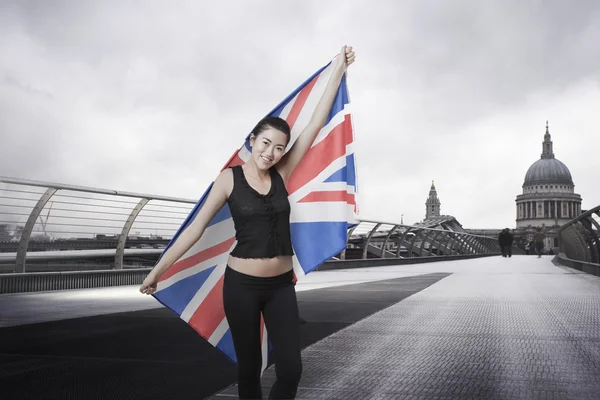 Olympic competitor with Union Jack — Stock Photo, Image