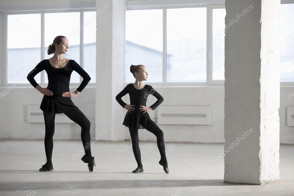 Female dancers  in modern dance class
