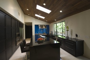 Kitchen with skylights clipart