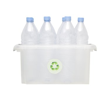 Plastik şişeleri geri dönüşüm kutusu