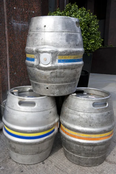 Empty metal kegs — Stok fotoğraf