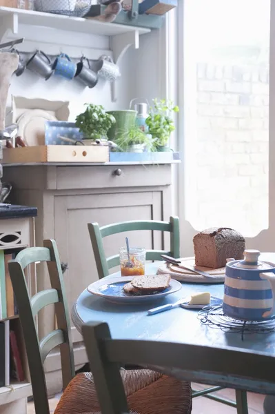 Bread and butter or breakfast table — Stock Photo, Image