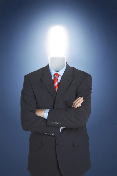 Businessman light bulb head — Stock Photo, Image