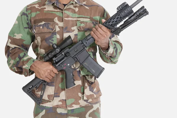 Oss marinkåren soldat hålla m4 gevär — Stockfoto