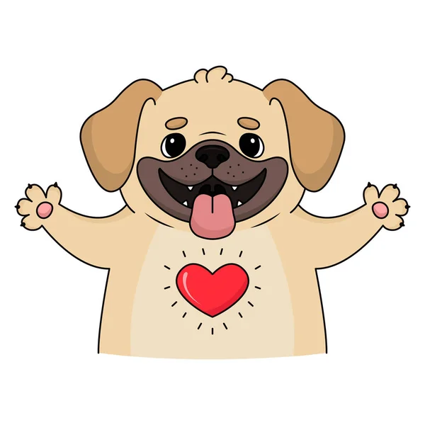 Ilustración Perro Puggle Lindo Que Abrazo Amor —  Fotos de Stock