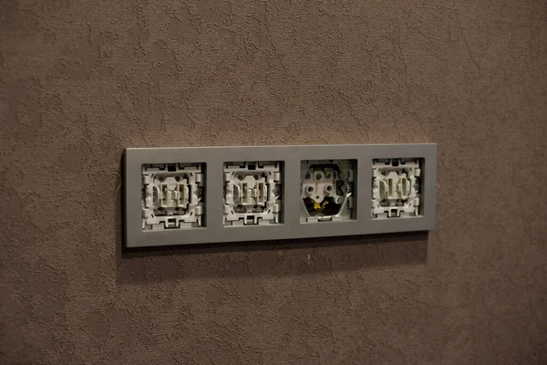 Installatie Van Elektrische Stopcontacten Het Interieur Een Mooie Reparatie — Stockfoto