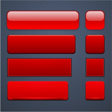 Kırmızı yüksek Detaylı modern web düğmeleri.