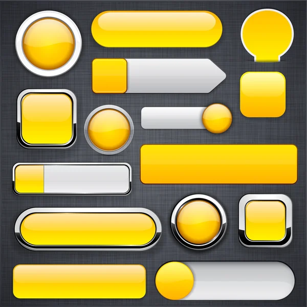 Botones modernos amarillos de alto detalle . — Vector de stock