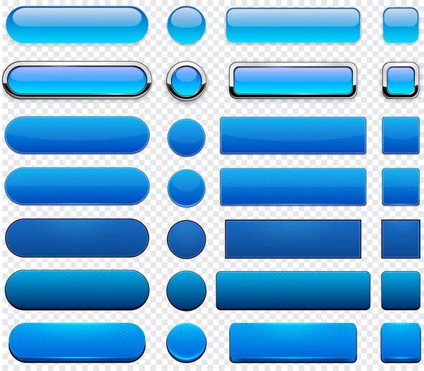 Pulsanti web moderni e dettagliati blu . — Vettoriale Stock