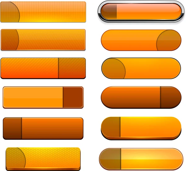 Orange hög-detaljerad moderna webbläsare knappar. — Stock vektor