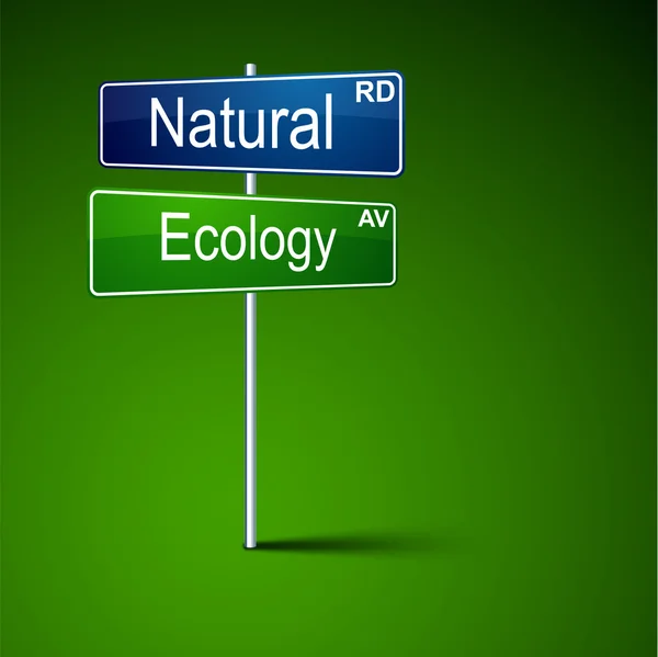 Señal de dirección ecológica natural . — Vector de stock