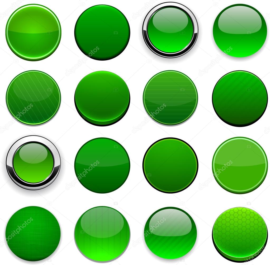 Green round high-detailed modern web buttons.