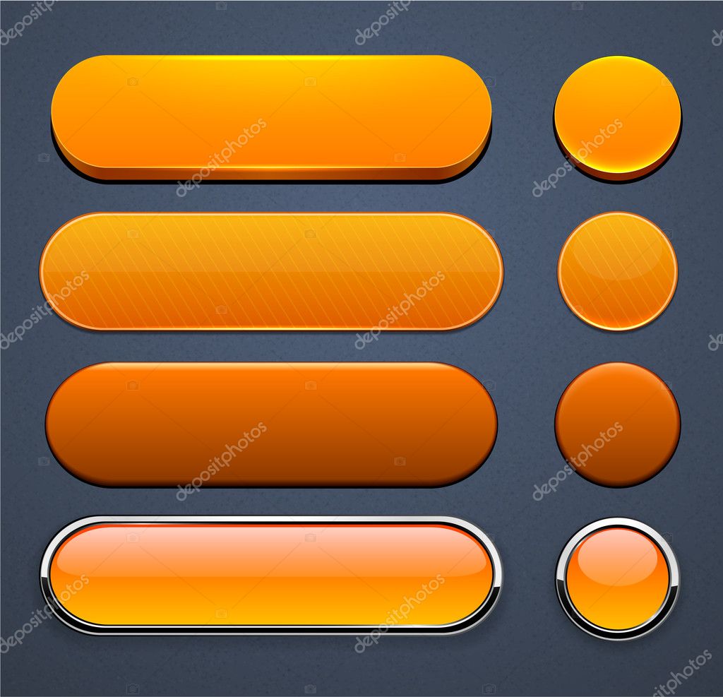 Set of blank orange buttons for website or app. Vector eps10.