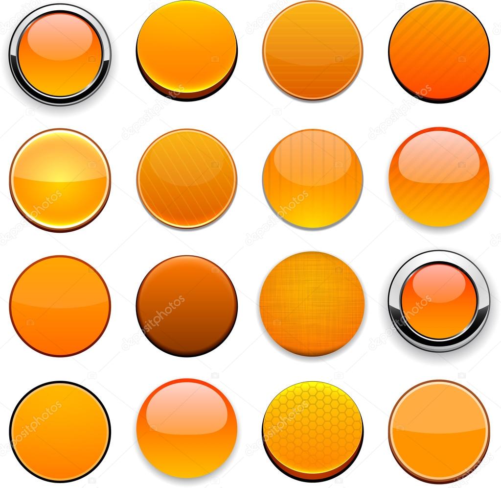 Set of blank orange buttons for website or app. Vector eps10.