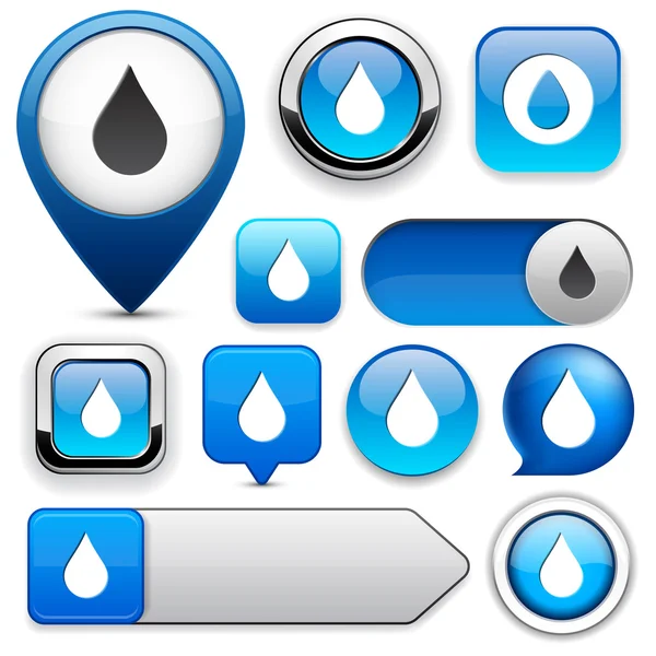 Droplet high-detailed web button collection. — Stock Vector