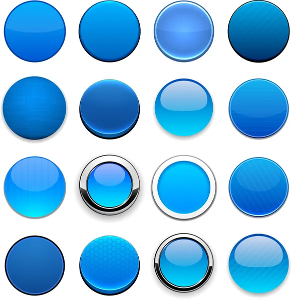 Blue high-detailed round web buttons. — Stock Vector