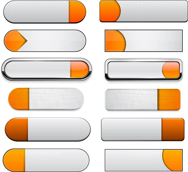 Blanco y naranja botones web modernos y detallados . — Archivo Imágenes Vectoriales