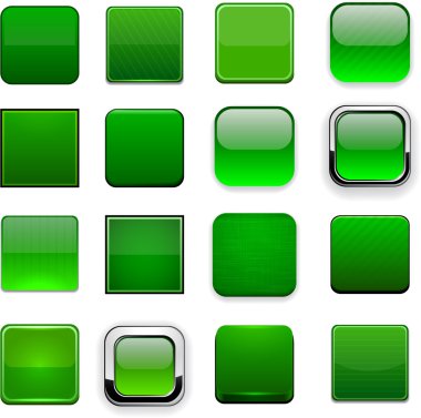 Yeşil kare yüksek Detaylı modern web düğmeleri.