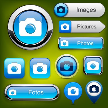 Photo high-detailed web button collection.