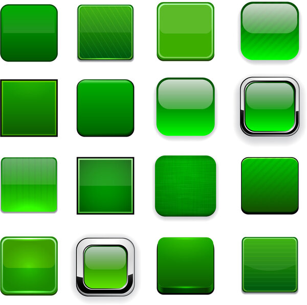 Green square high-detailed modern web buttons.