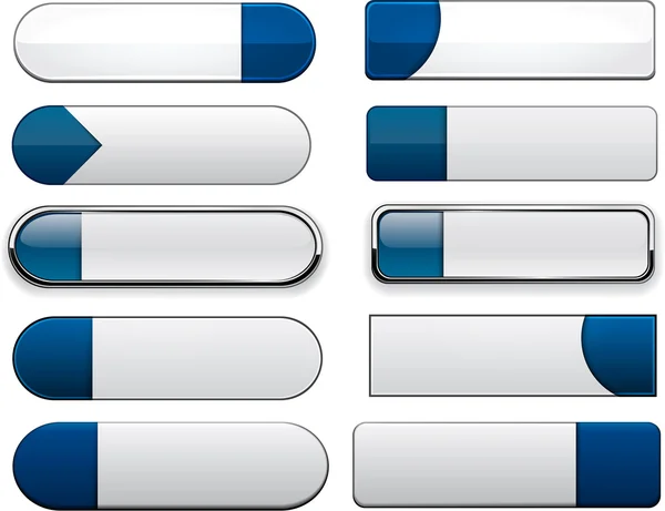 Weiß-blaue, hochdetaillierte moderne Web-Buttons. — Stockvektor