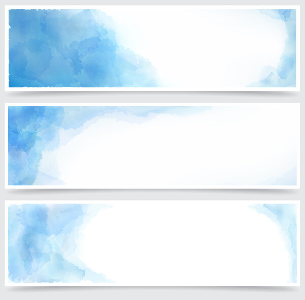 Blue watercolor abstract banners.