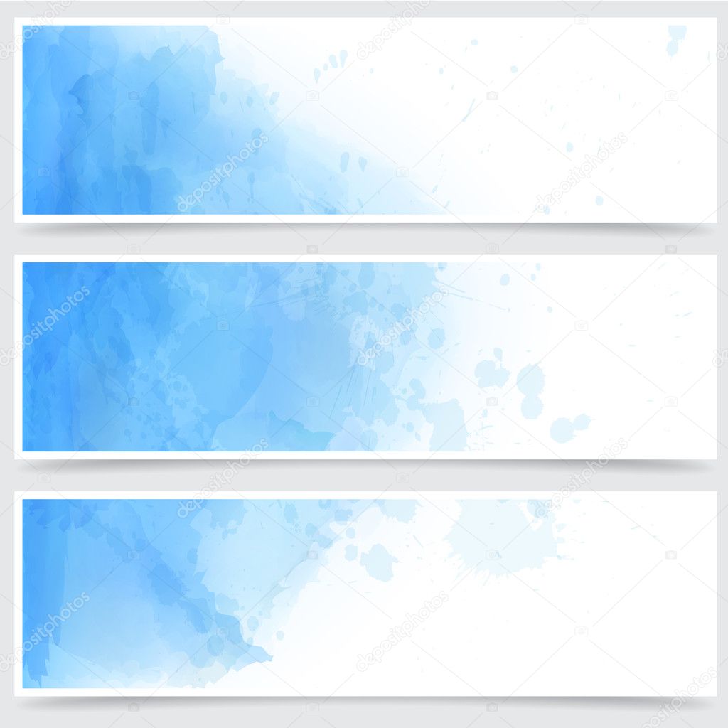 Blue watercolor abstract banners.