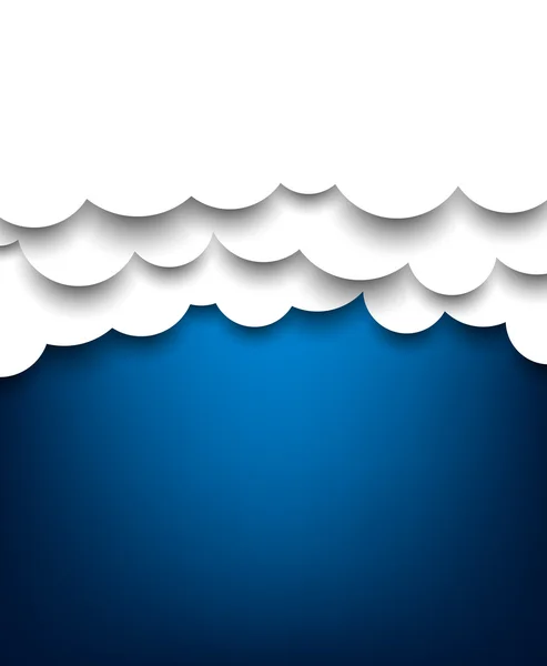 Papper vita moln på blå. — Stock vektor