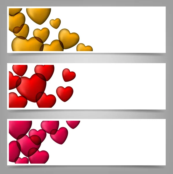 Färgglada kärlek papper banners med hjärtat bubblor. — Stock vektor