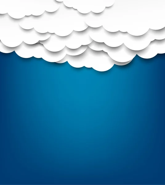 Papier blanc nuages sur fond bleu . — Image vectorielle