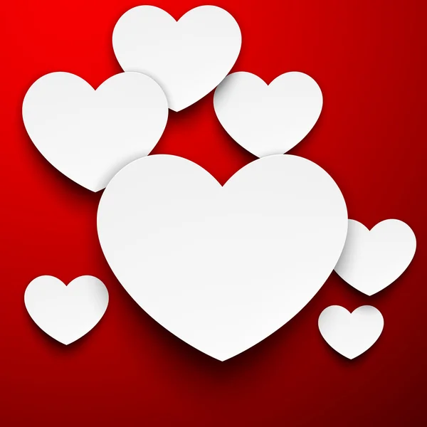 Papel corazones blancos . — Vector de stock