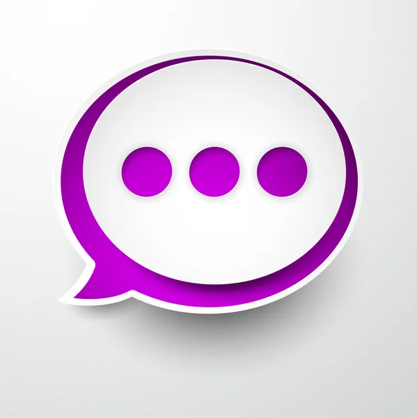 Paper white-purple round speech bubble. — Stock Vector