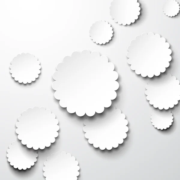 Papel círculos de flores blancas . — Vector de stock