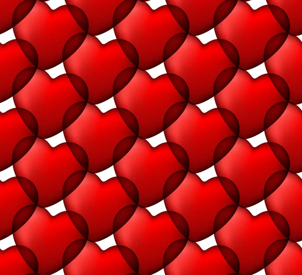 Red love seamless background of heart bubbles. — Stock Vector