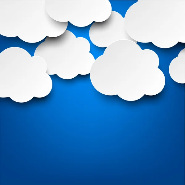 Papier witte wolken op blauw. — Stockvector