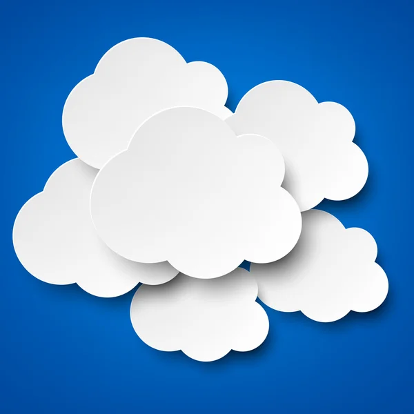 Papier witte wolken op blauw. — Stockvector