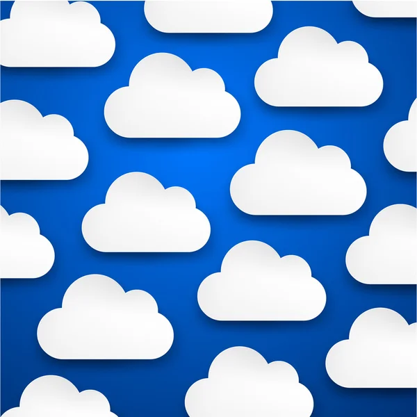 Papier nuages blancs sur bleu . — Image vectorielle