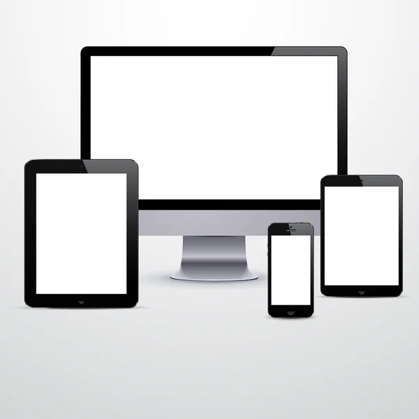 Electronic devices with blank white screens. — Stock Vector