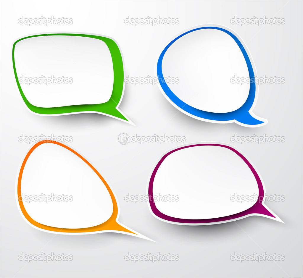 Paper set of rounded speech bubble.