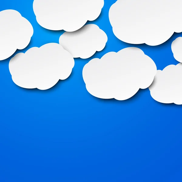 Papier weiße Wolken auf blau. — Stockvektor