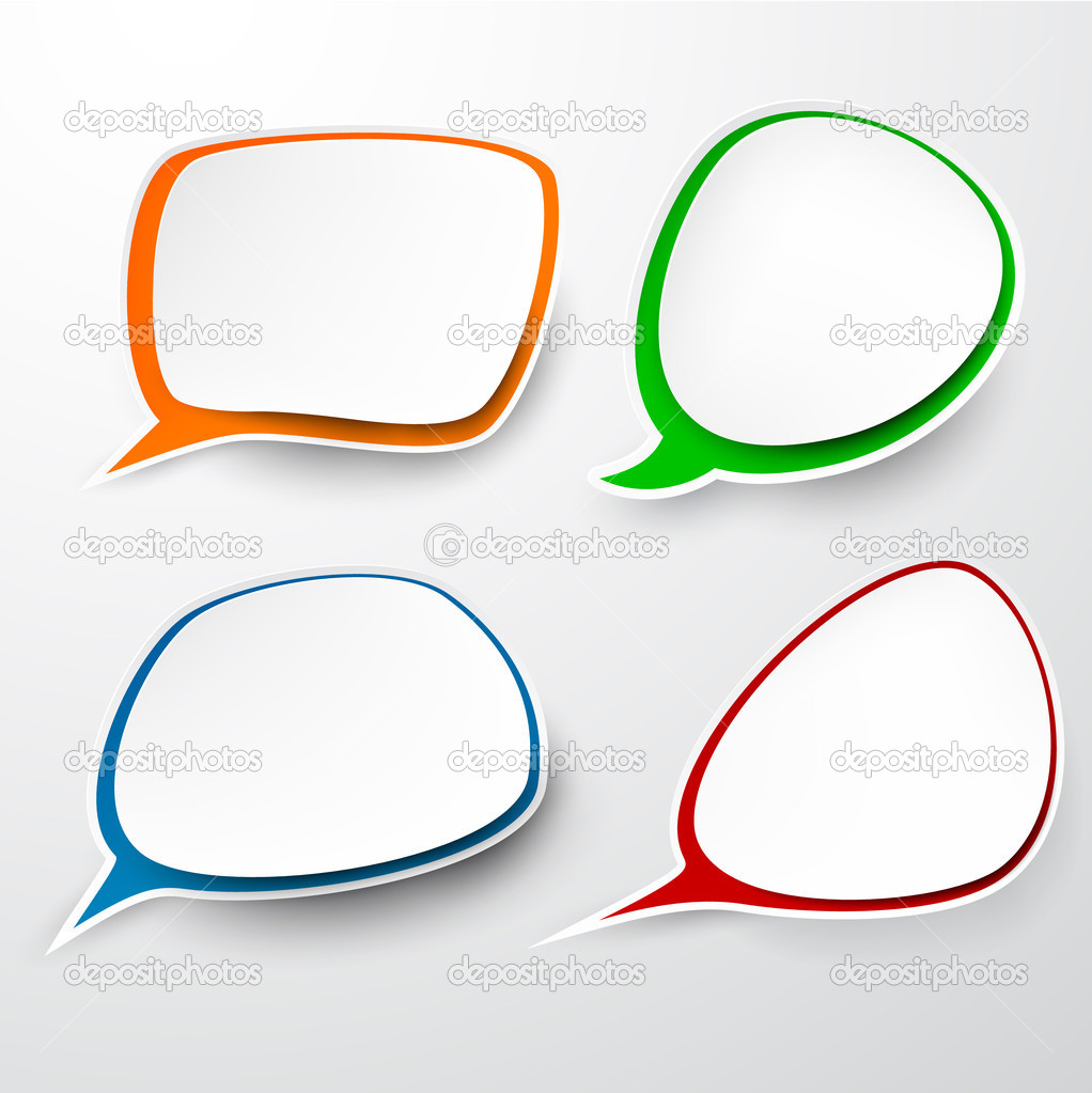 Paper set of rounded speech bubble.
