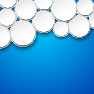 Kağıt beyaz kabarcıklar mavi.