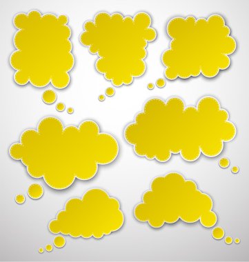 Sarı kağıt bulutlar kümesi.