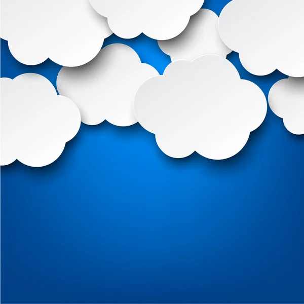 Papier witte wolken op blauw. — Stockvector