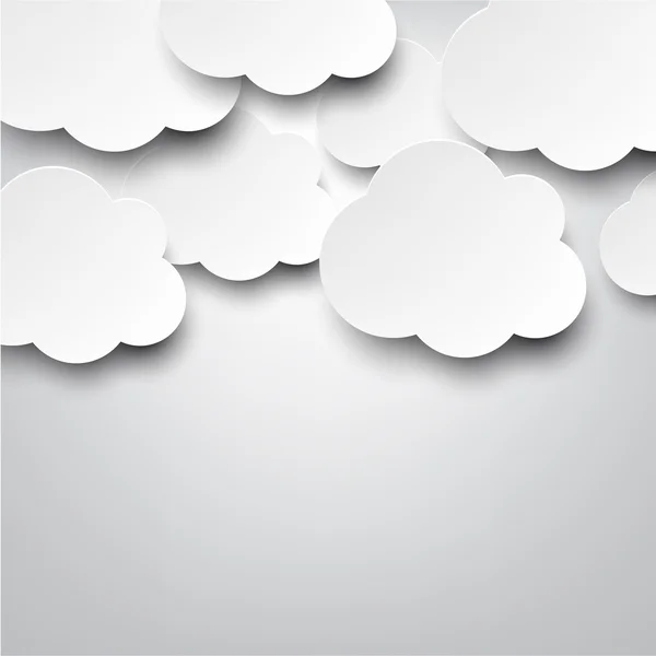 Paper white clouds on grey. — Stock Vector
